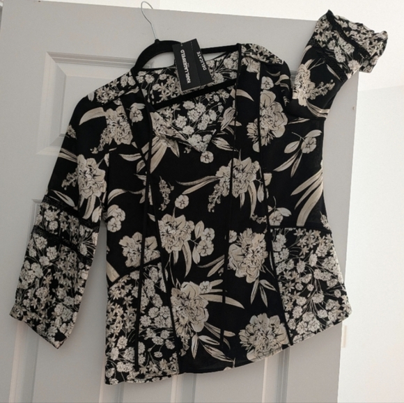 Karl Lagerfeld Beautiful Blouse Mixed Print S - Picture 3 of 12